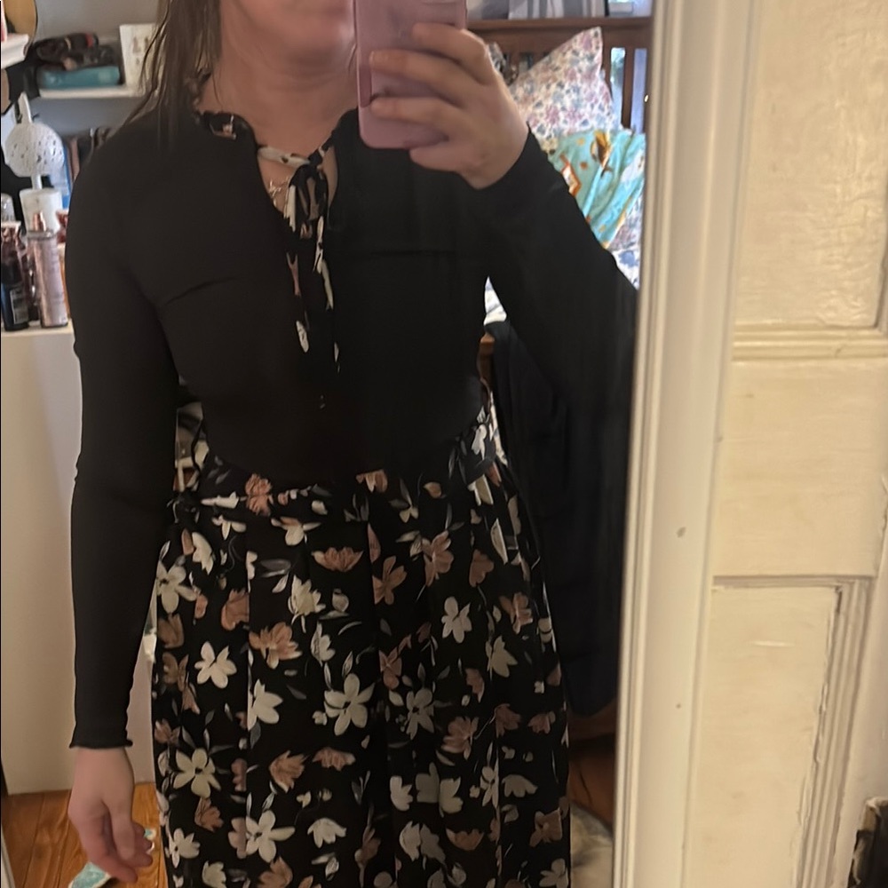Floral Black Dress